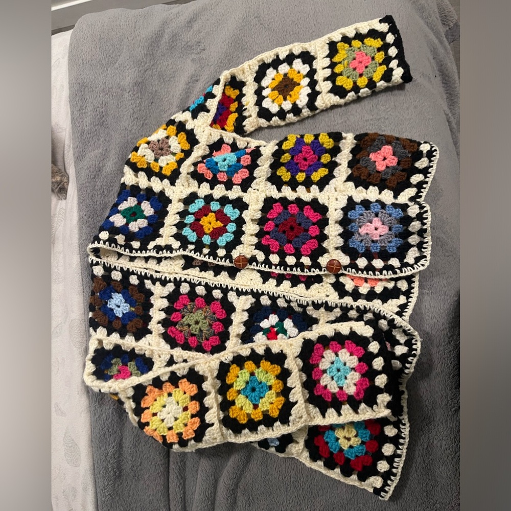 Handmade crochet granny square cardigan - Picture 1 of 1